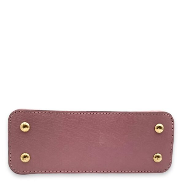 Capucines Mini Mauve Top Handle Bag in Ostrich, Gold hardware - Image 4