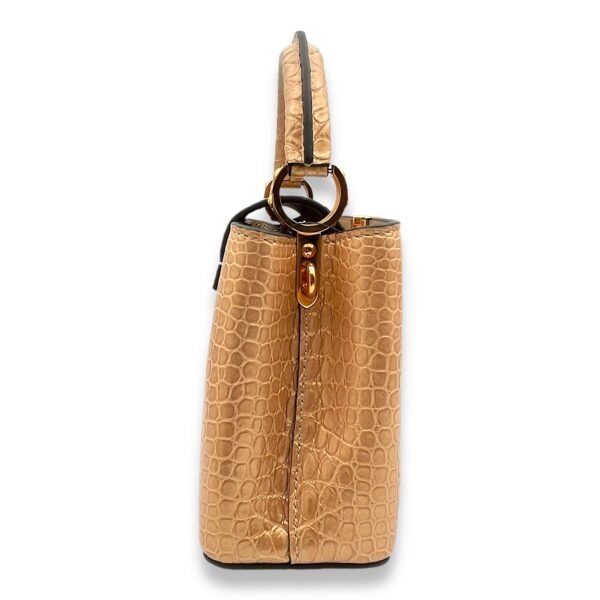 Capucines Mini Rosegold Top Handle Bag in Porosus crocodile, Gold hardware - Image 3