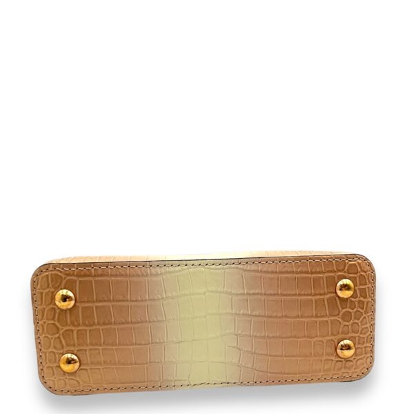 Capucines Mini Rosegold Top Handle Bag in Porosus crocodile, Gold hardware - Image 5
