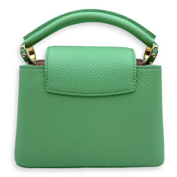 Capucines Mini Vert Pomme Crossbody Bag in Taurillon Leather, Gold hardware - Image 2