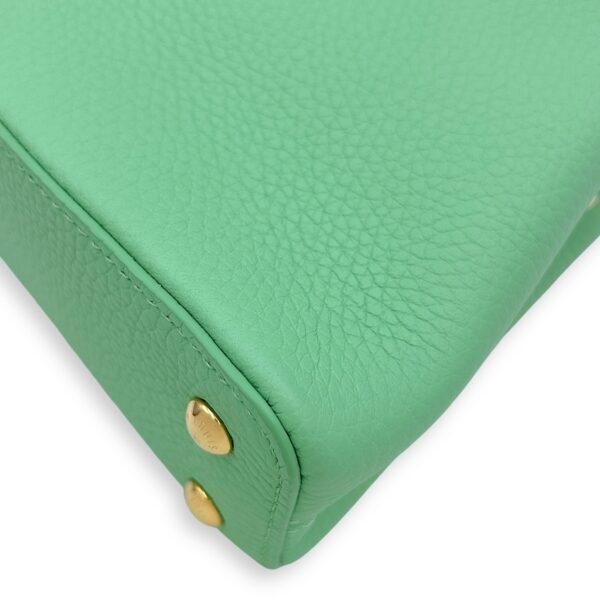 Capucines Mini Vert Pomme Crossbody Bag in Taurillon Leather, Gold hardware - Image 4