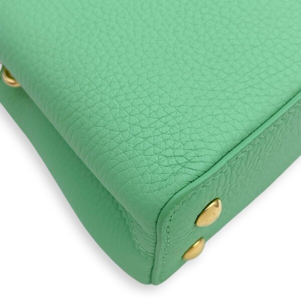Capucines Mini Vert Pomme Crossbody Bag in Taurillon Leather, Gold hardware - Image 5