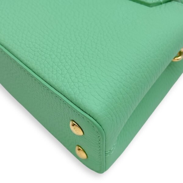 Capucines Mini Vert Pomme Crossbody Bag in Taurillon Leather, Gold hardware - Image 6