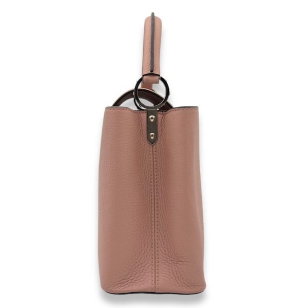 Capucines PM Pink Top Handle Bag in Taurillon Leather, Silver hardware - Image 3