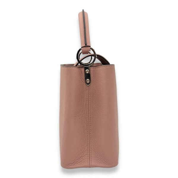 Capucines PM Pink Top Handle Bag in Taurillon Leather, Silver hardware - Image 4