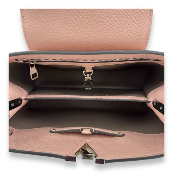 Capucines PM Pink Top Handle Bag in Taurillon Leather, Silver hardware - Image 6