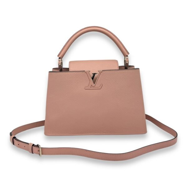 Capucines PM Pink Top Handle Bag in Taurillon Leather, Silver hardware - Image 7