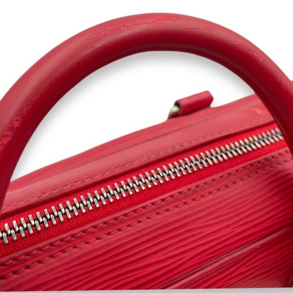 Carryall Red Top Handle Bag in Epi Leather, Palladium hardware - Image 11