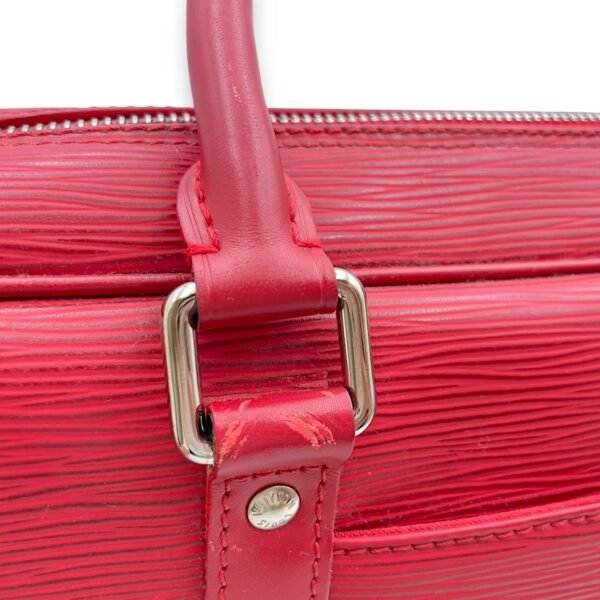 Carryall Red Top Handle Bag in Epi Leather, Palladium hardware - Image 9