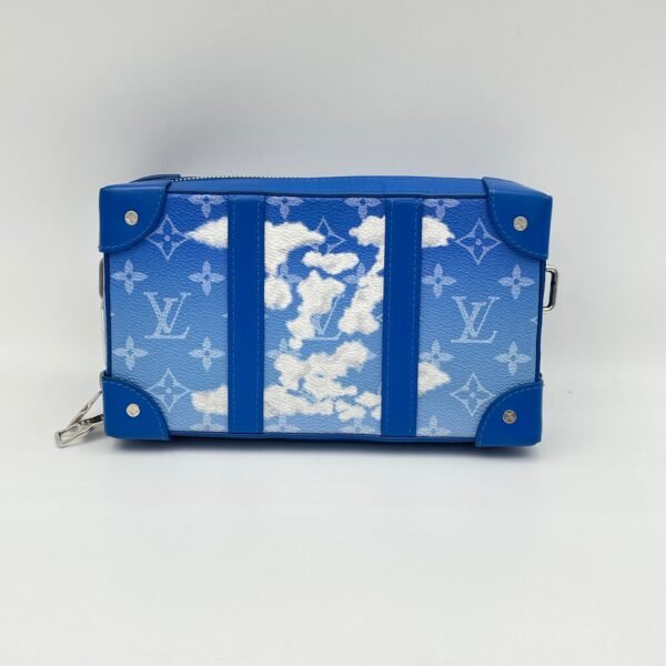 Clouds Soft Trunk Wallet Blue Crossbody Bag in Monogram Coated Canvas, Silver hardware - Image 2