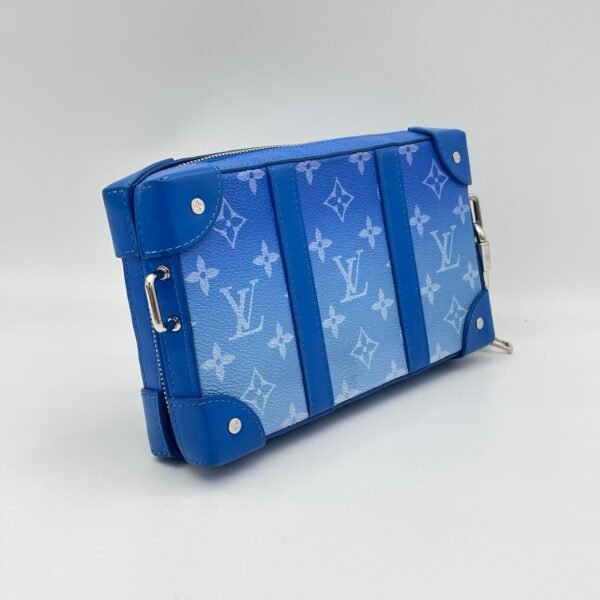 Clouds Soft Trunk Wallet Blue Crossbody Bag in Monogram Coated Canvas, Silver hardware - Image 3