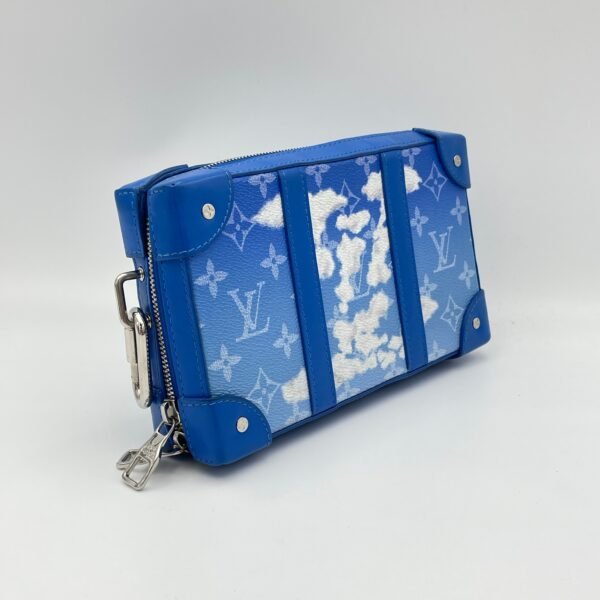 Clouds Soft Trunk Wallet Blue Crossbody Bag in Monogram Coated Canvas, Silver hardware - Image 4