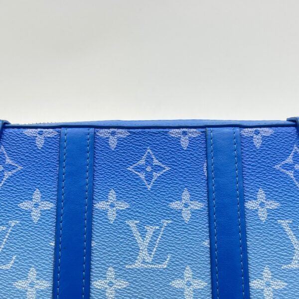 Clouds Soft Trunk Wallet Blue Crossbody Bag in Monogram Coated Canvas, Silver hardware - Image 6