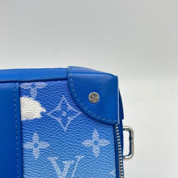 Clouds Soft Trunk Wallet Blue Crossbody Bag in Monogram Coated Canvas, Silver hardware - Image 8