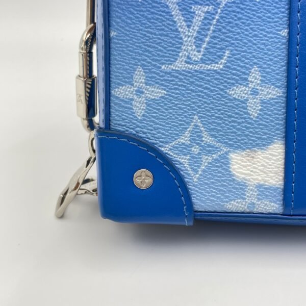 Clouds Soft Trunk Wallet Blue Crossbody Bag in Monogram Coated Canvas, Silver hardware - Image 9