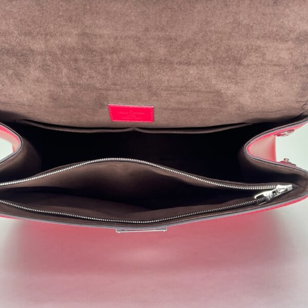 Cluny MM Red Top Handle Bag in Epi Leather, Silver hardware - Image 11