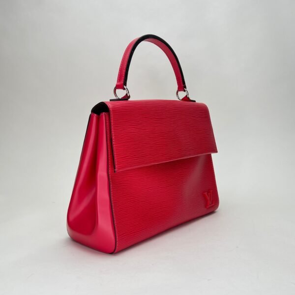 Cluny MM Red Top Handle Bag in Epi Leather, Silver hardware - Image 3