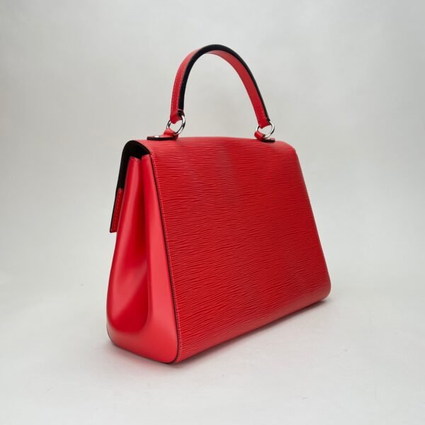Cluny MM Red Top Handle Bag in Epi Leather, Silver hardware - Image 4