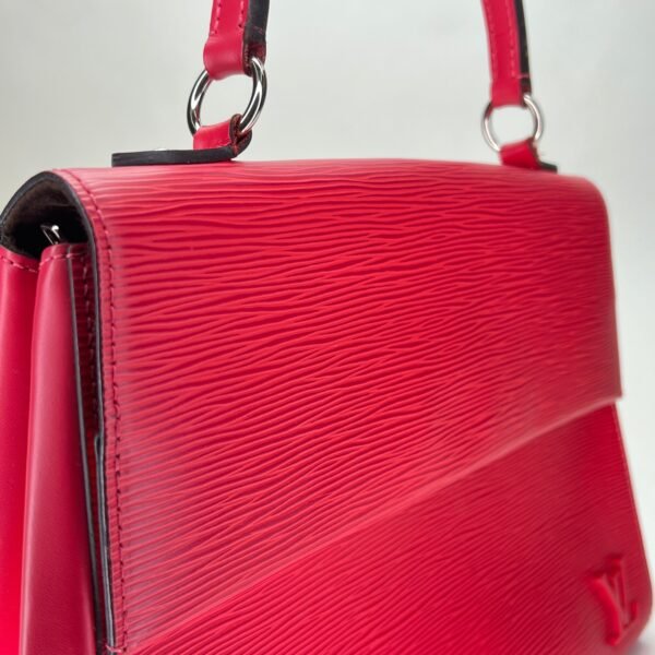 Cluny MM Red Top Handle Bag in Epi Leather, Silver hardware - Image 6