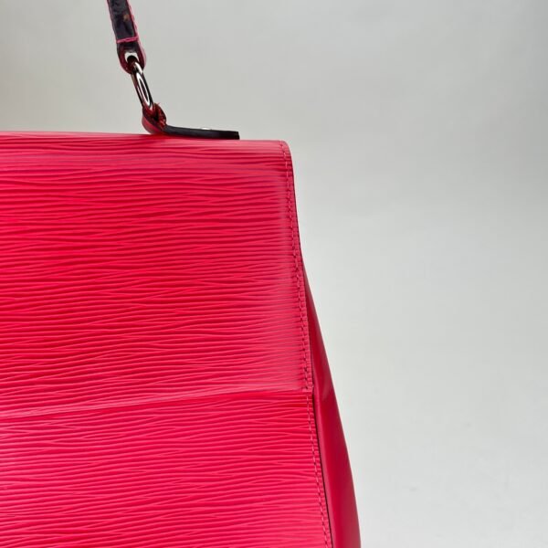 Cluny MM Red Top Handle Bag in Epi Leather, Silver hardware - Image 9