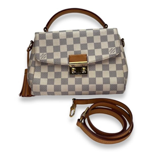Croisette Damier Azur Top Handle Bag in Coated Canvas, Gold hardware - Image 10