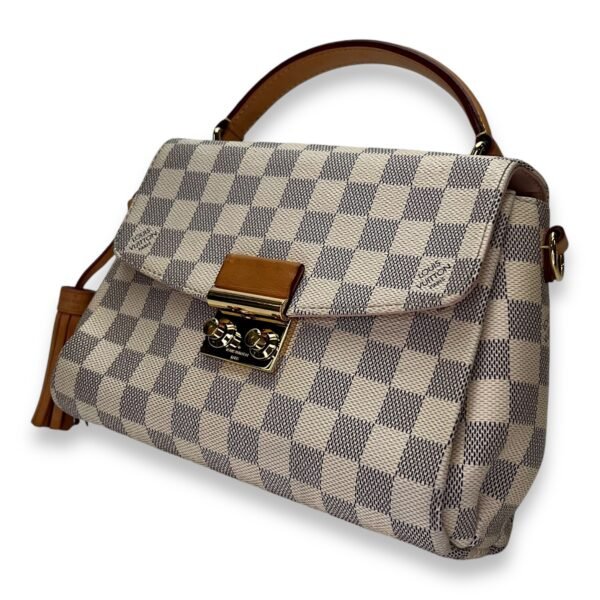 Croisette Damier Azur Top Handle Bag in Coated Canvas, Gold hardware - Image 3