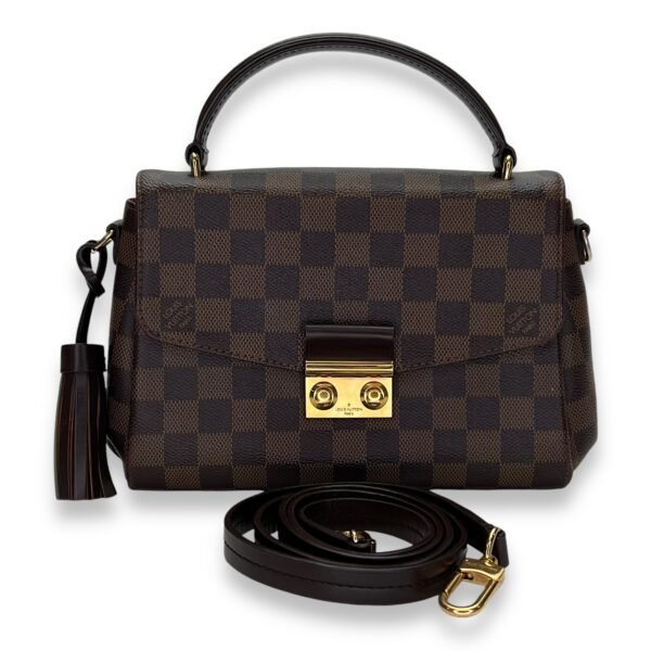 Croisette Damier Ebene Top Handle Bag in Coated Canvas, Gold hardware - Image 10