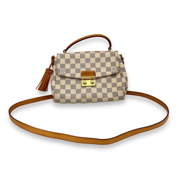 Croisette Top Handle Bag Damier Azur in Coated Canvas, Gold hardware - Image 9