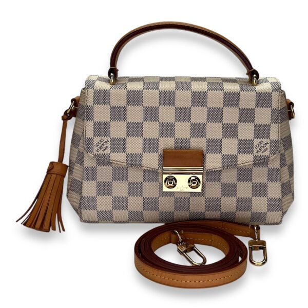 Croisette Top Handle Bag White in Coated Canvas, Gold hardware - Image 9