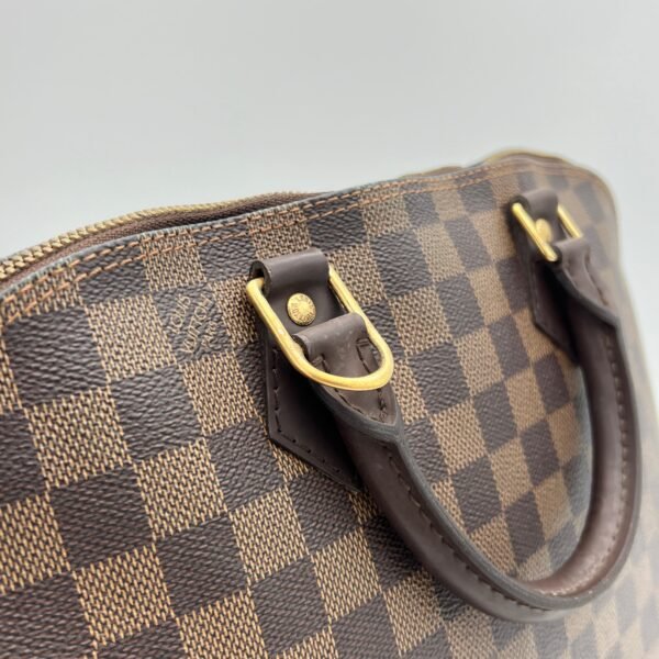 Damier Ebene Alma PM Brown Top Handle Bag in Coated Canvas, Gold hardware - Image 5