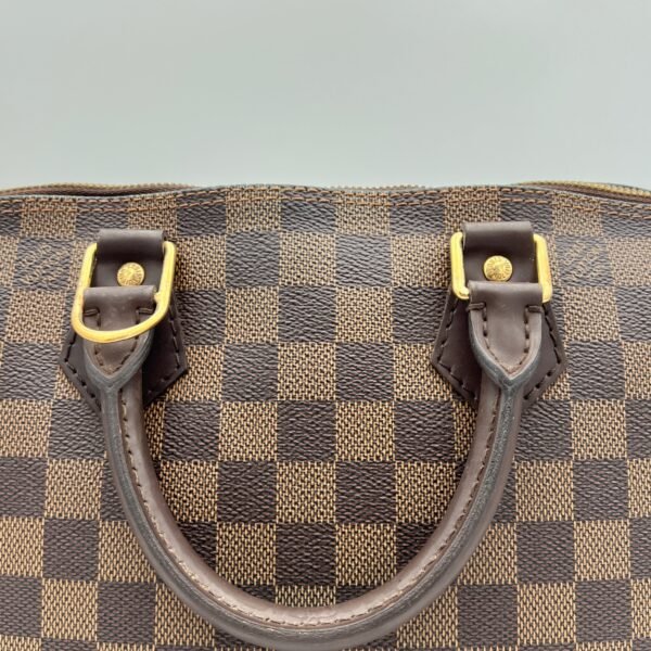 Damier Ebene Alma PM Brown Top Handle Bag in Coated Canvas, Gold hardware - Image 6