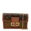 Dauphine Brown Wallet on Chain in Monogram Coated Canvas, Gold hardware