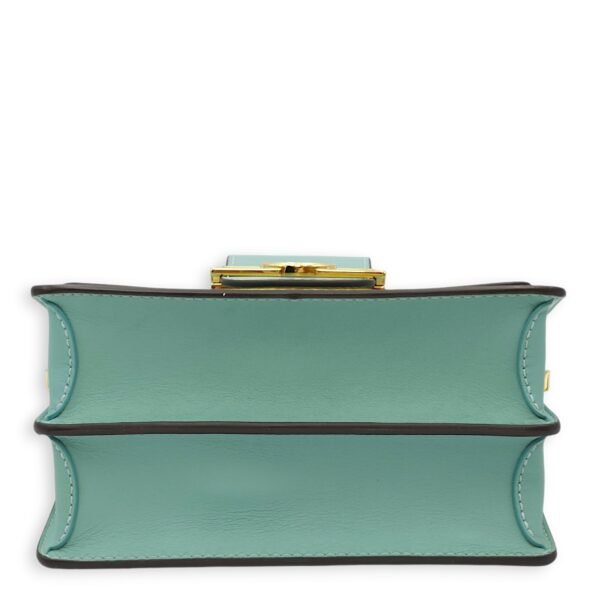 Dauphine Mini Blue Shoulder Bag in Calfskin, Gold hardware - Image 5