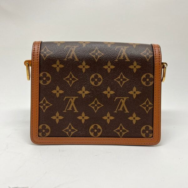 Dauphine Reverse Mini Brown Crossbody Bag in Monogram Coated Canvas, Gold hardware - Image 2