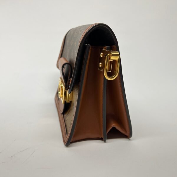Dauphine Reverse Mini Brown Crossbody Bag in Monogram Coated Canvas, Gold hardware - Image 3
