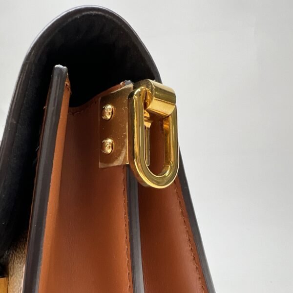 Dauphine Reverse Mini Brown Crossbody Bag in Monogram Coated Canvas, Gold hardware - Image 7