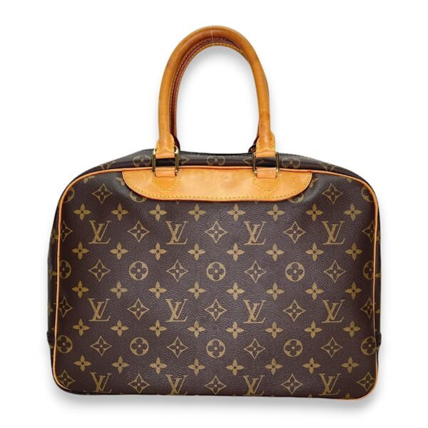 Deauville Brown Top Handle Bag in Monogram Coated Canvas, Gold hardware - Image 2