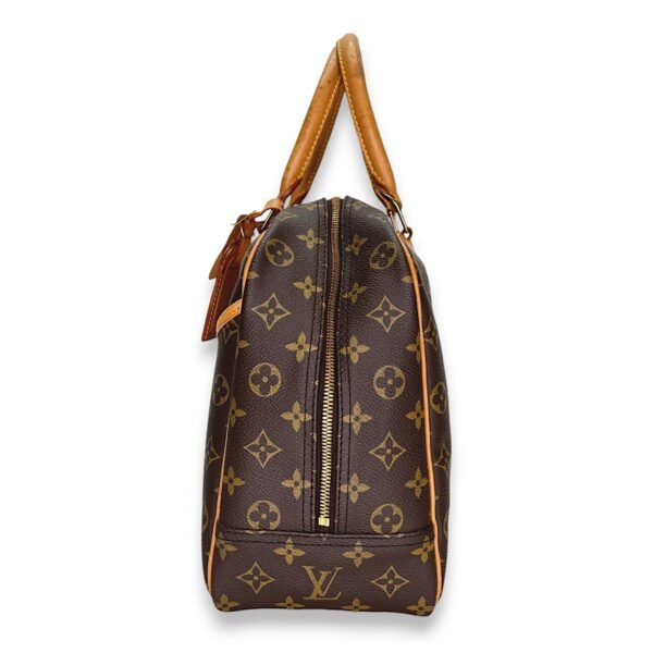 Deauville Brown Top Handle Bag in Monogram Coated Canvas, Gold hardware - Image 3