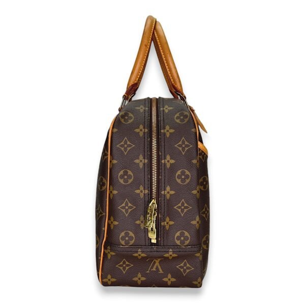 Deauville Brown Top Handle Bag in Monogram Coated Canvas, Gold hardware - Image 4