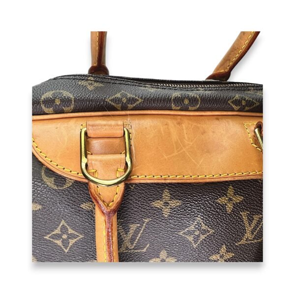 Deauville Brown Top Handle Bag in Monogram Coated Canvas, Gold hardware - Image 8