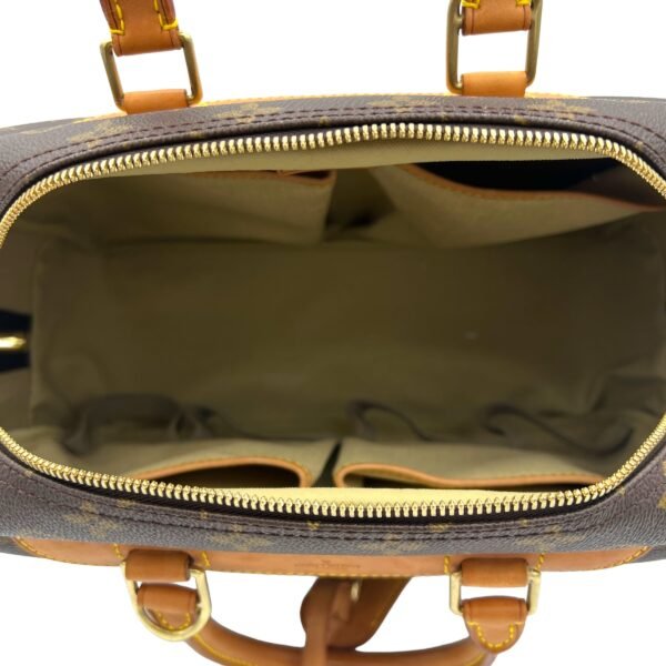 Deauville MM Brown Top Handle Bag in Monogram Coated Canvas, Gold hardware - Image 11