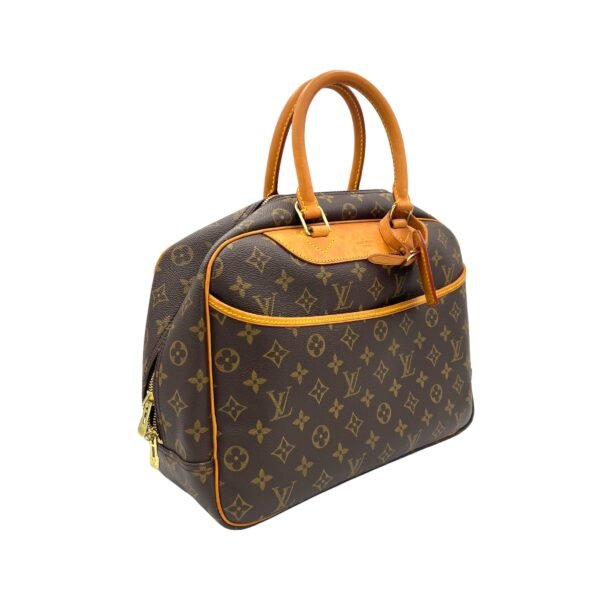 Deauville MM Brown Top Handle Bag in Monogram Coated Canvas, Gold hardware - Image 4