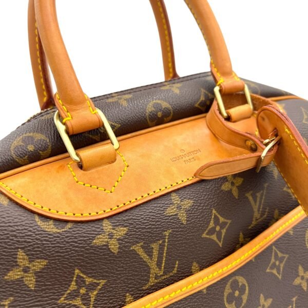 Deauville MM Brown Top Handle Bag in Monogram Coated Canvas, Gold hardware - Image 6
