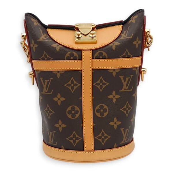 Duffle Brown Shoulder Bag in Canvas/Calf, Gold hardware