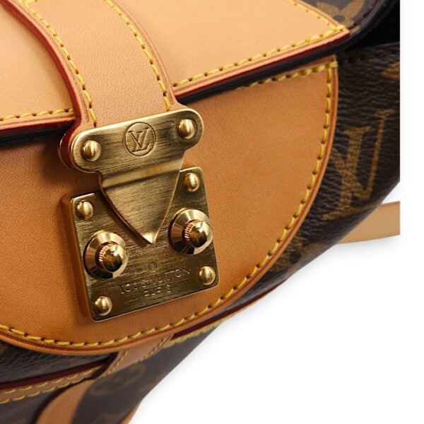 Duffle Brown Shoulder Bag in Canvas/Calf, Gold hardware - Image 2