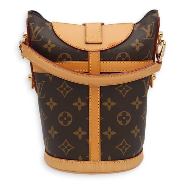 Duffle Brown Shoulder Bag in Canvas/Calf, Gold hardware - Image 4