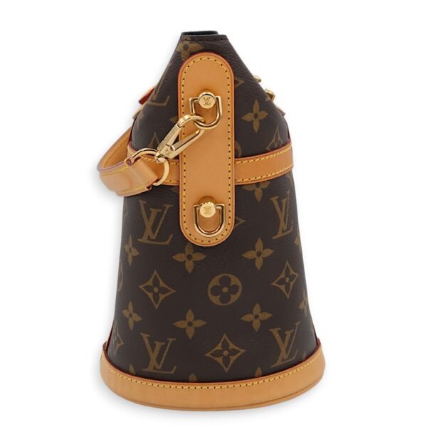 Duffle Brown Shoulder Bag in Canvas/Calf, Gold hardware - Image 5