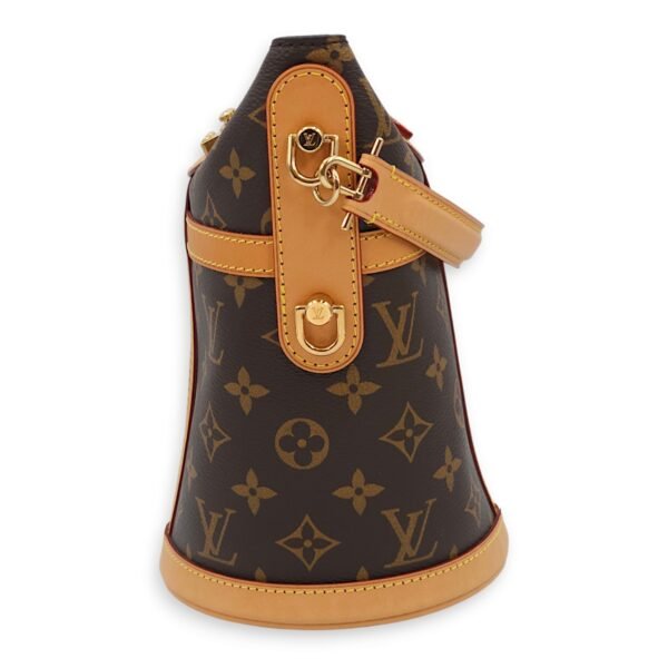 Duffle Brown Shoulder Bag in Canvas/Calf, Gold hardware - Image 6