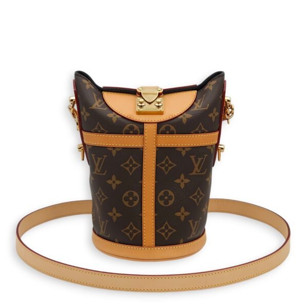 Duffle Brown Shoulder Bag in Canvas/Calf, Gold hardware - Image 7