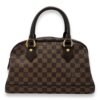 Duomo Damier Ebene Top Handle Bag in Coated Canvas, Gold hardware